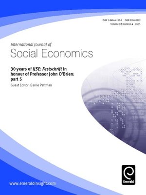 cover image of International Journal of Social Economics, Volume 32, Issue 4